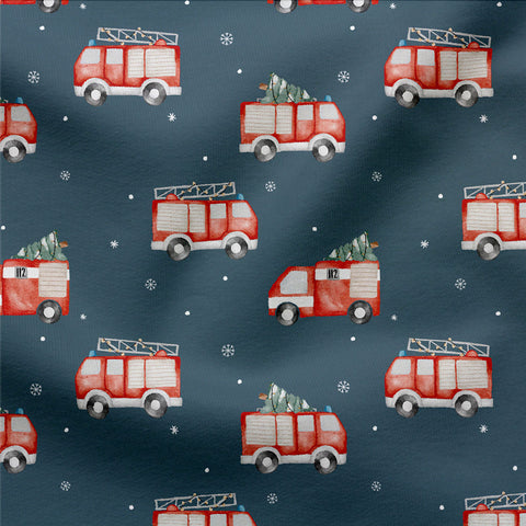 French Terry Christmas Fire Truck