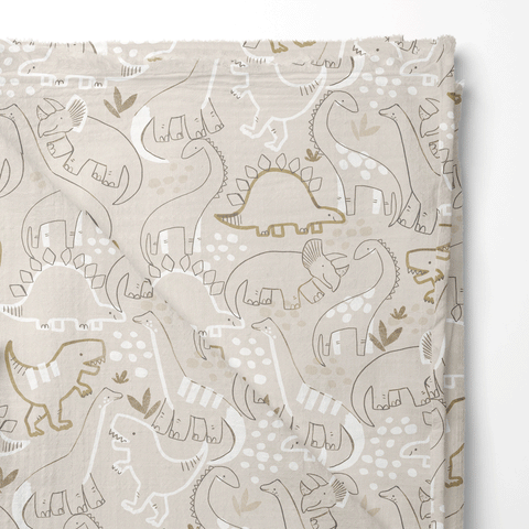 Musselin Double Gauze Dinos Neutral