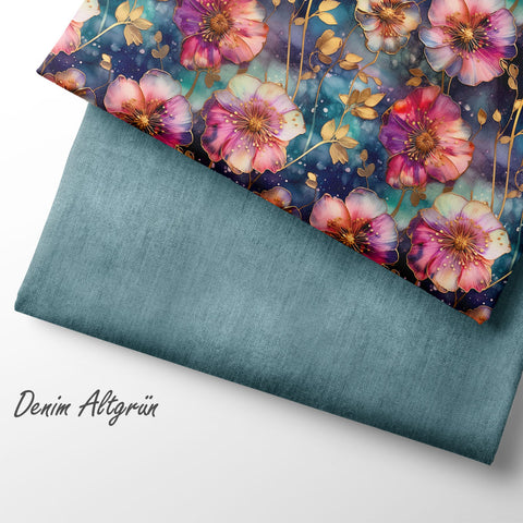 French Terry Denim Altgrün (Bio)