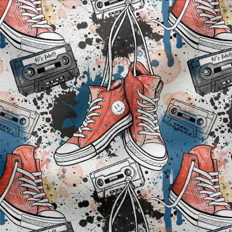 French Terry 90´s Babe Rot Blau