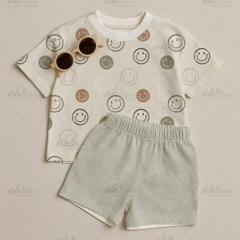 French Terry Always smiling Green Neutral (Bio)