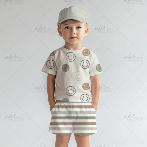 French Terry Always smiling Green Neutral (Bio)