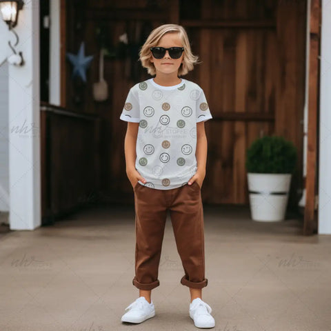 French Terry Always smiling Green Neutral (Bio)