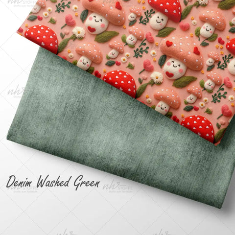 French Terry Cute Mushrooms 3 D (Bio)