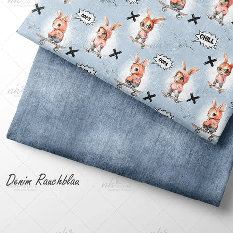 French Terry Denim Rauchblau (Bio)