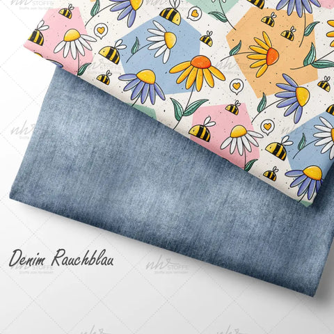 French Terry Denim Rauchblau (Bio)