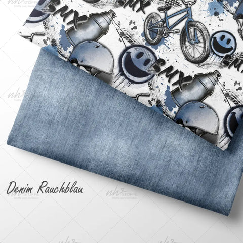 French Terry Denim Rauchblau (Bio)