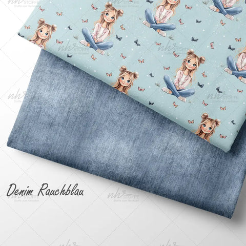 French Terry Denim Rauchblau (Bio)