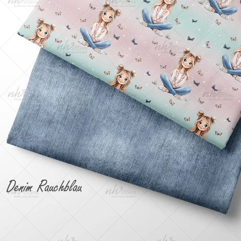 French Terry Denim Rauchblau (Bio)