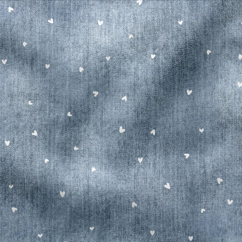 French Terry Denim Rauchblau Herzchen (Bio)
