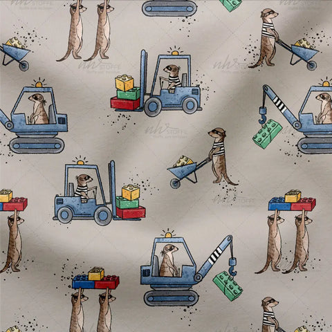 French Terry Erdmännchen Baustelle Bunt 2817 (Bio)