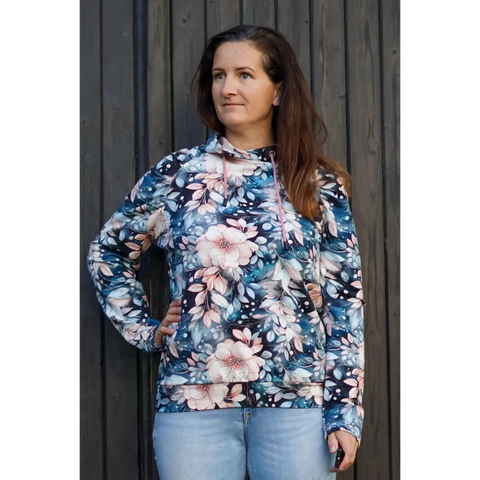 French Terry Ice Flowers Dark 3017 (Bio)