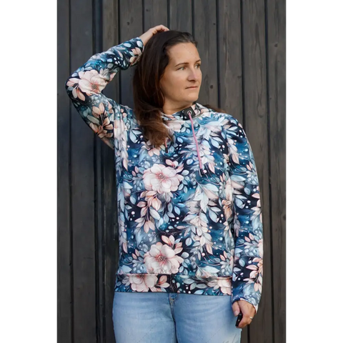 French Terry Ice Flowers Dark 3017 (Bio)