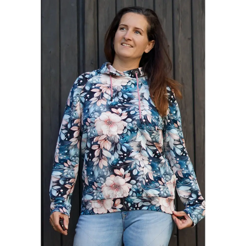 French Terry Ice Flowers Dark 3017 (Bio)