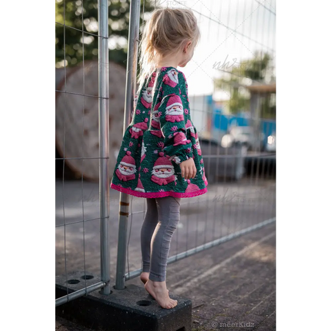 French Terry Knitted Santa Pink Green 3022 (Bio)