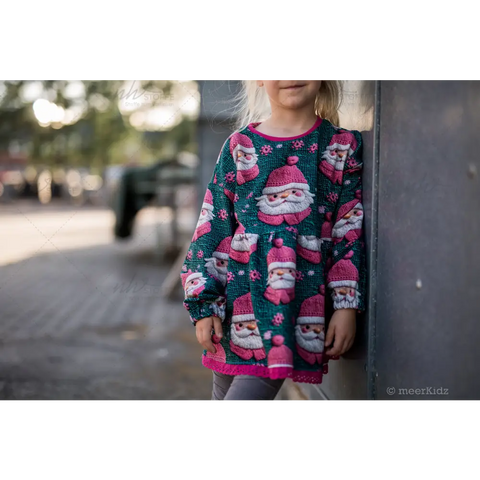 French Terry Knitted Santa Pink Green 3022 (Bio)