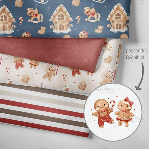 French Terry Lebkuchen Party Blau