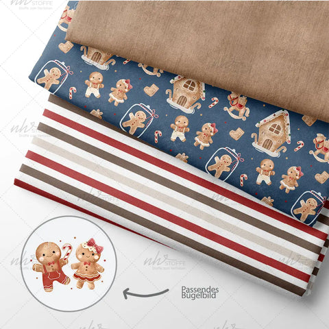 French Terry Lebkuchen Party Blau