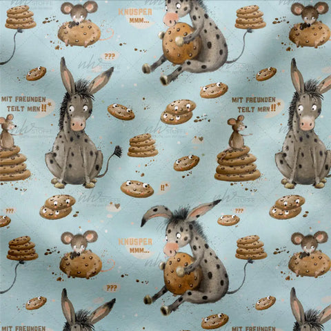 French Terry Mit freunden teilt man Blau