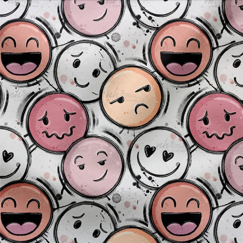 French Terry Mood Smileys Pink 2890 (Bio)