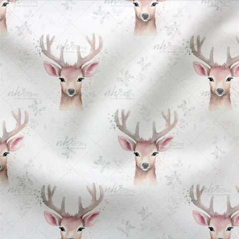 French Terry Peaceful Reindeer Weiß