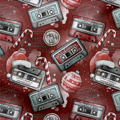 French Terry Retro Christmas Rot