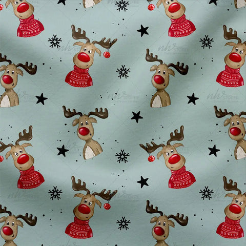 French Terry Rudolph Family Hellblau