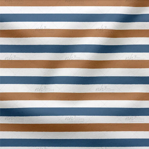 French Terry Streifen Blau Ocker