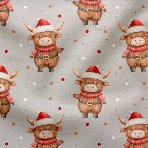 French Terry Weihnachtsbüffel Hell 3059 (Bio)