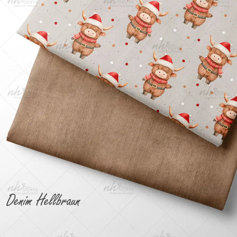 French Terry Weihnachtsbüffel Hell 3059 (Bio)