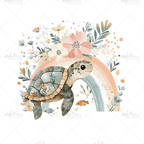 Glassticker Blumenbogen Schildkröte Größe M