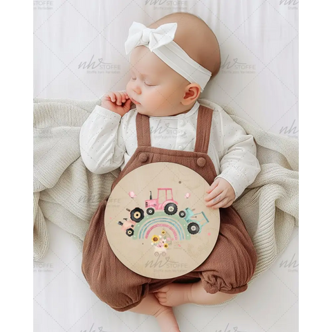 Glassticker Regenbogen Traktor rosa Größe M