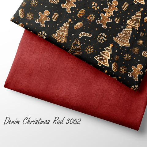 French Terry Denim Christmas Red 3062 (Bio) VORBESTELLUNG