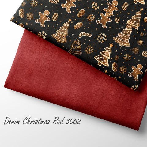 French Terry Denim Christmas Red 3062 (Bio)