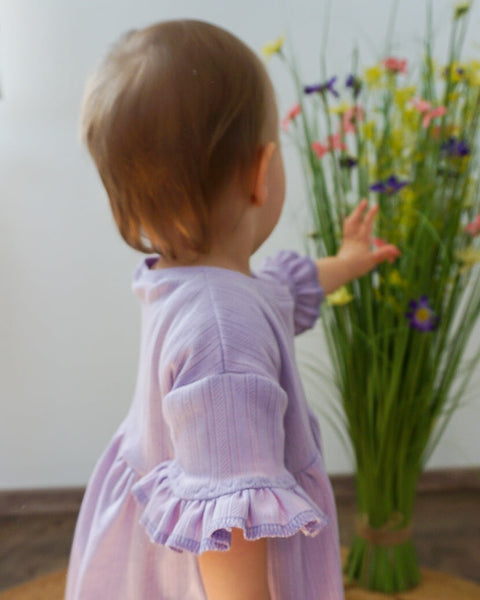 Schnittmuster Rüschenkleid Mariella Strickware 74-158