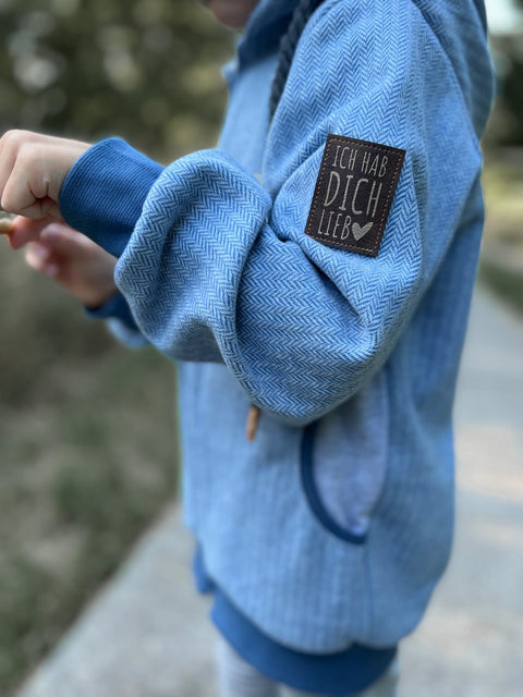 Jaquard Jersey Fischgrät Rauchblau