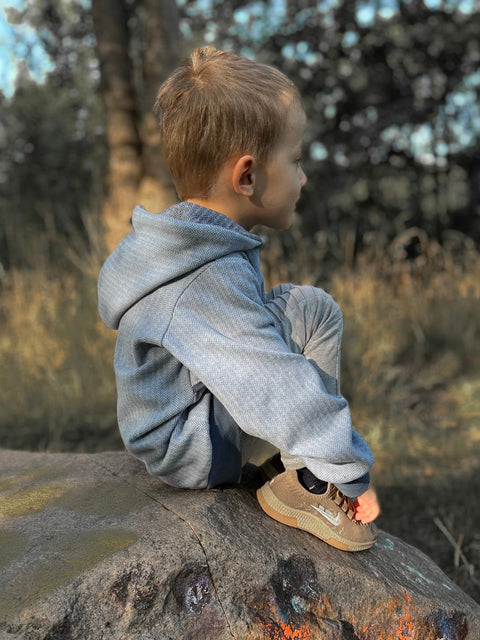 Jaquard Jersey Fischgrät Rauchblau