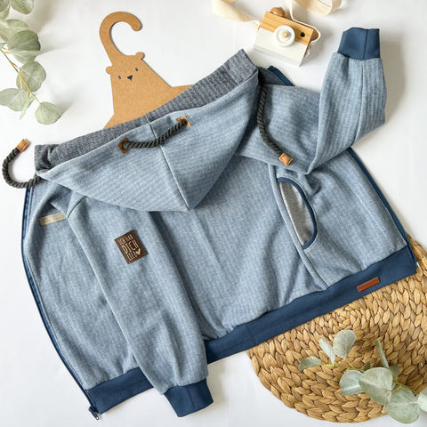 Jaquard Jersey Fischgrät Rauchblau