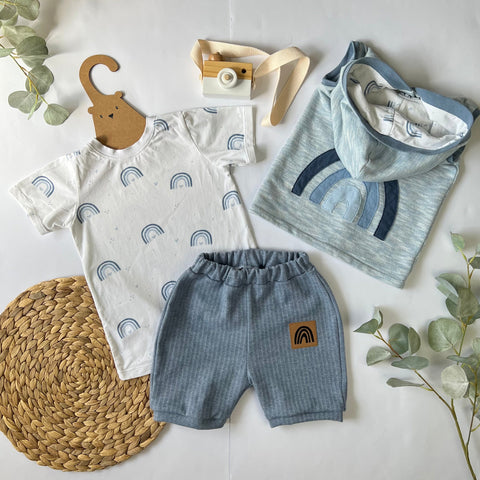 Jaquard Jersey Fischgrät Rauchblau