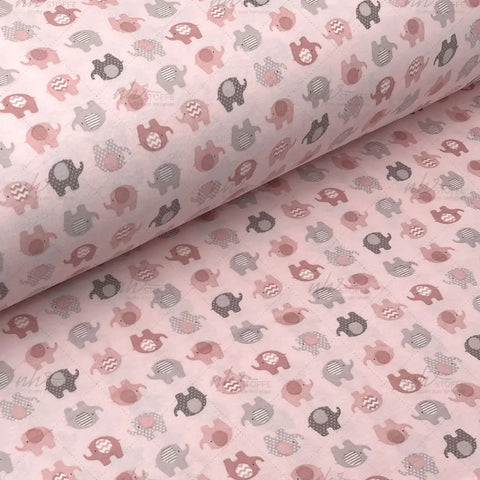 Interlock Jersey Elefanten Rosa und Grau