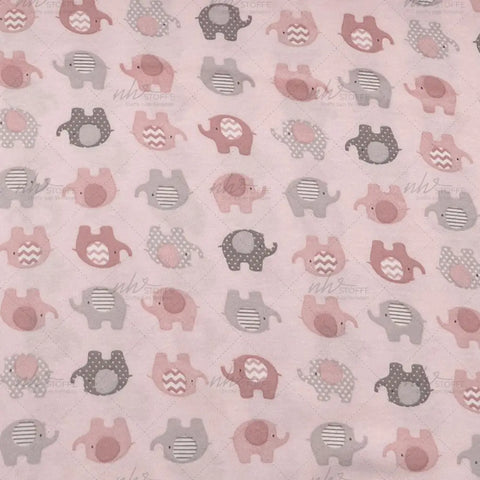 Interlock Jersey Elefanten Rosa und Grau