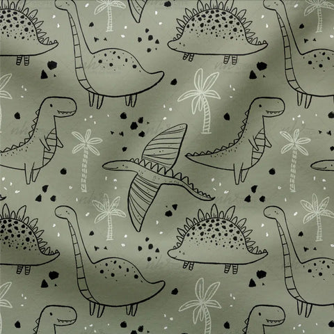 Jersey Stoff Dinos Grün 2721 (Bio)