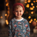 French Terry Retro Christmas Blau