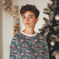 French Terry Retro Christmas Blau