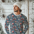 French Terry Retro Christmas Blau