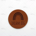 Kunstleder Label Dream Big Rund 3,4 cm