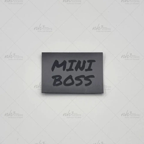 Kunstleder Label Mini Boss Schwarz 5 x 3,5 cm