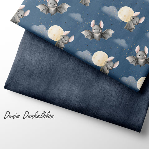 French Terry Little Bat Blue (Bio) VORBESTELLUNG