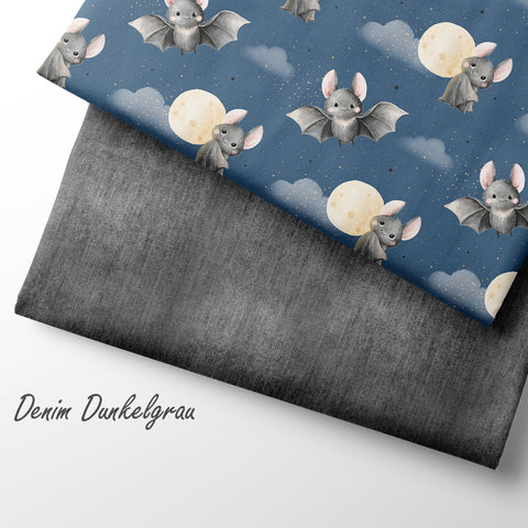 French Terry Little Bat Blue (Bio)