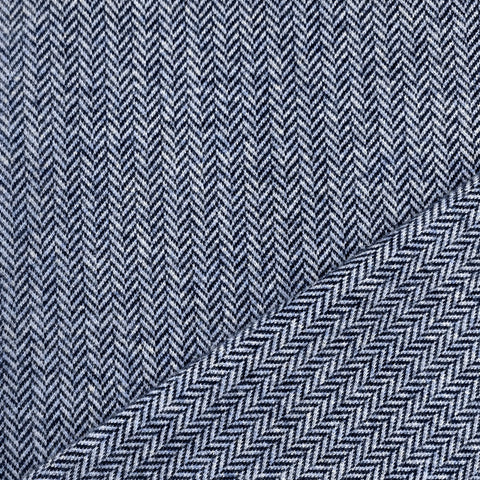 Jaquard Jersey Fischgrät Marineblau Hellblau